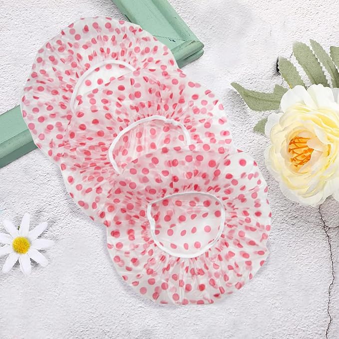 18Pcs Plastic Shower Caps for Women Waterproof Bath Caps Bathing Hair Cap - Image 4