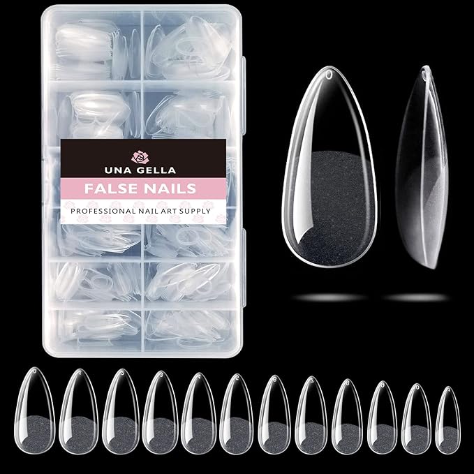 UNA GELLA Almond Nail Tips 216pcs Medium Almond Press on Nails Pre-shape Gel - Image 9