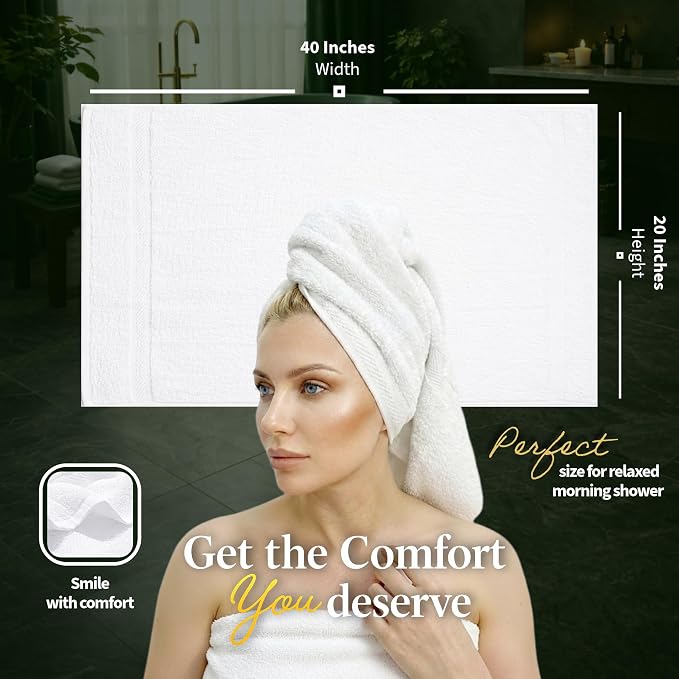 Pearl Linens Bath Towel Set of 12, Economy Cotton 20x40 Hotel Quality White - Image 2