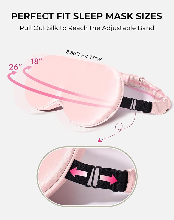 SilkSilky 100% 22 Momme Mulberry Silk Sleep Mask – Upgraded 3D Contoured Eye - Image 4
