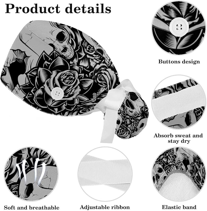 Women's Working Caps with Scrunchies Tarot Pattern Background Lace-Up Hat - Image 4