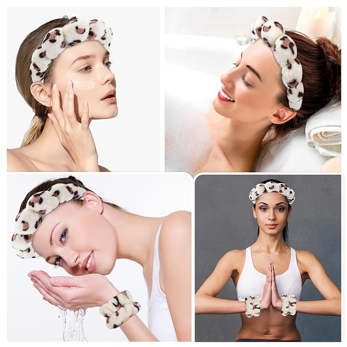 Zkptops Spa Headband for Washing Face Wristband Set Sponge Makeup Skincare - Image 4