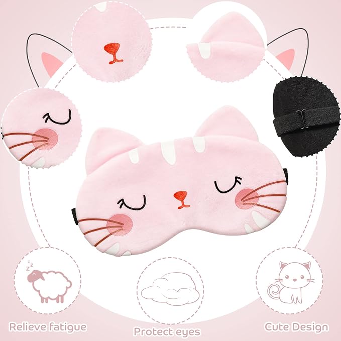 Haysandy 3 Pieces Sleep Mask for Kids Girls Cute Cat Sleeping Eye Cover Soft - Image 3