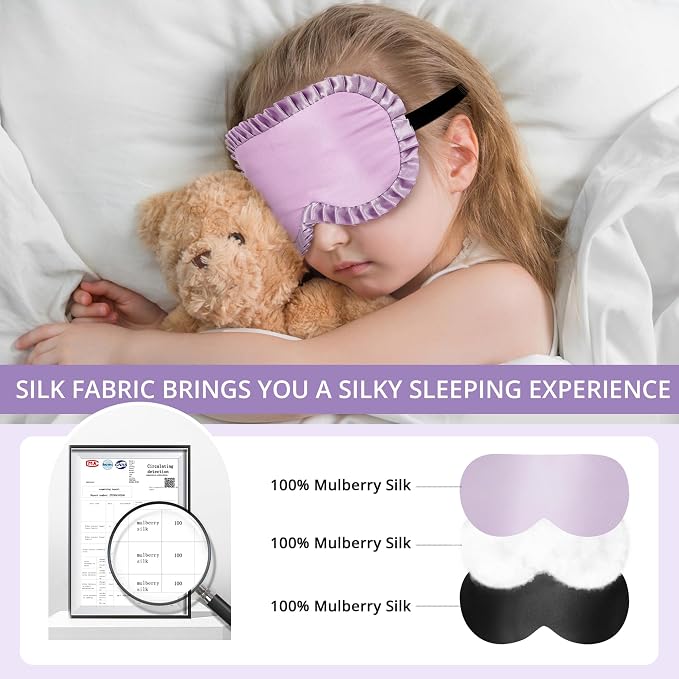 Kids Sleep Mask, 100% Real Mulberry Silk Eye Mask, Sleeping Mask - Image 2