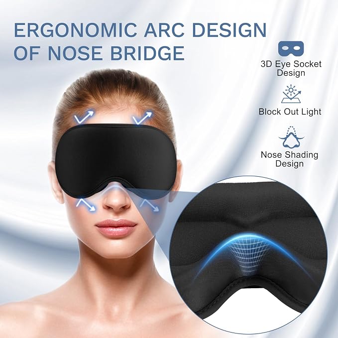 FlyCoco 99% Fully Block Out Light Eye Sleep Mask, 3D Deep Contoured Eyes Cover - Image 4