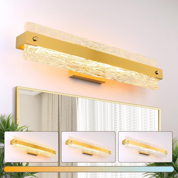 Brushed Gold LED Bathroom Vanity Light, 24.4 Inch 15W Modern Dimmable Bathroom - Image 7