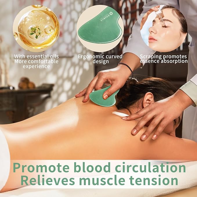 Gua Sha Tools 3 Pcs Natural Jade Gwashah Stone Instead of Stainless Steel Gua - Image 4