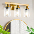 3 Light Gold Bathroom Light Fixtures, Bathroom Vanity Light Over Mirror by DIKAIDALights