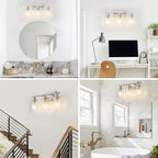 3 Light Bathroom Light Fixtures Brushed Nickel Vanity Light Over Mirror Modern - Image 5