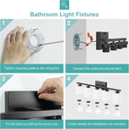 Honesorn 5-Light Vanity Lights, Matte Black - Image 7