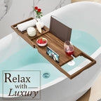 Premium Teak Bathtub Tray Caddy, Wooden Bath Caddy Trays - Image 2