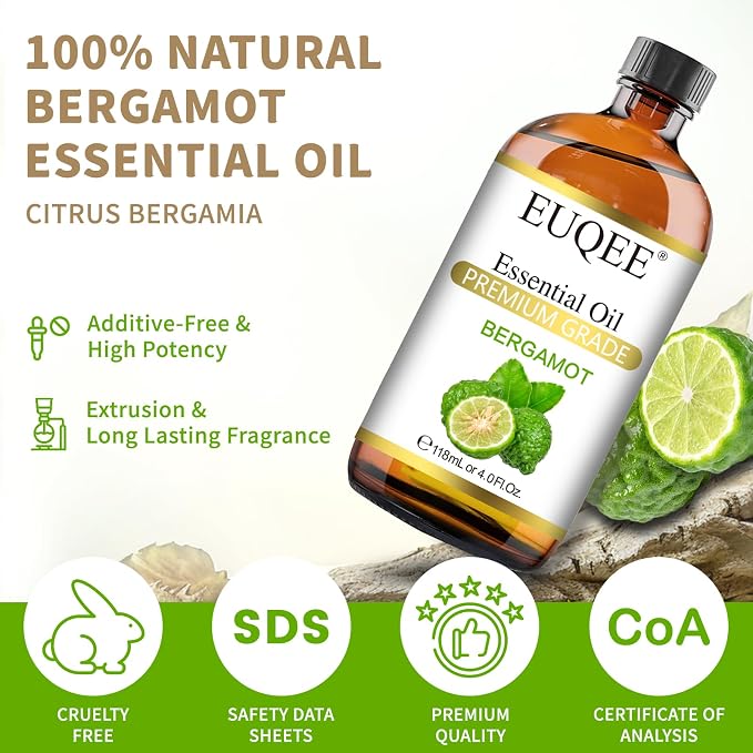 EUQEE Bergamot Essential Oil 118ml Pure Bergamot Oil - Image 2