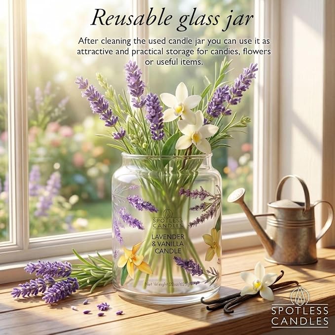 Spotless Leopard Vanilla & Lavender Candle 22oz Glass Jar - Image 9