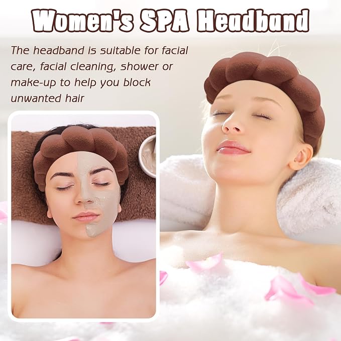 Zkptops Spa Headband for Washing Face Wristband Set Sponge Makeup Skincare - Image 3