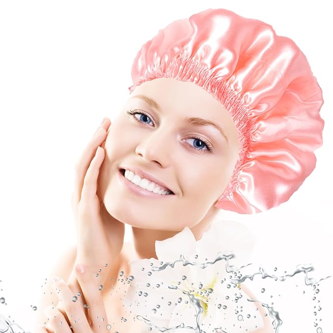 Shower Caps for Women, Double Layers Shower Cap Reusable Waterproof, Bathing - Image 7