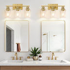 3-Light Vanity Lights with Clear Glass Shades, Brushed Gold Bathroom Light - Image 7