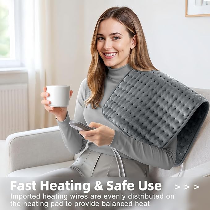 Heating Pad for Pain Relief – 12"x24" Moist/Dry Heat for Back, and Cramps - Image 2
