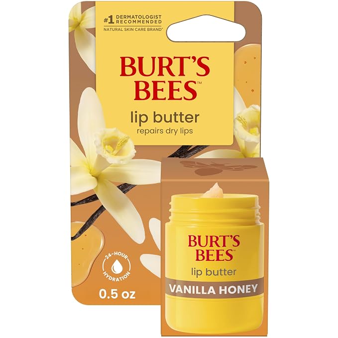 Burt's Bees Vanilla Honey Lip Butter, Repairs Dry Lips, 24 Hour Hydration by BurtsBees