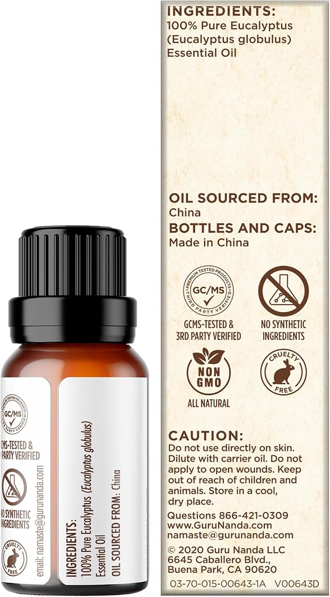 GuruNanda Eucalyptus Essential Oil -100% Pure, Natural and Undiluted - Image 6