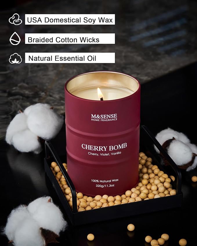 M&SENSE Cherry Bomb Scented Candles, Sweet Candle - Image 4