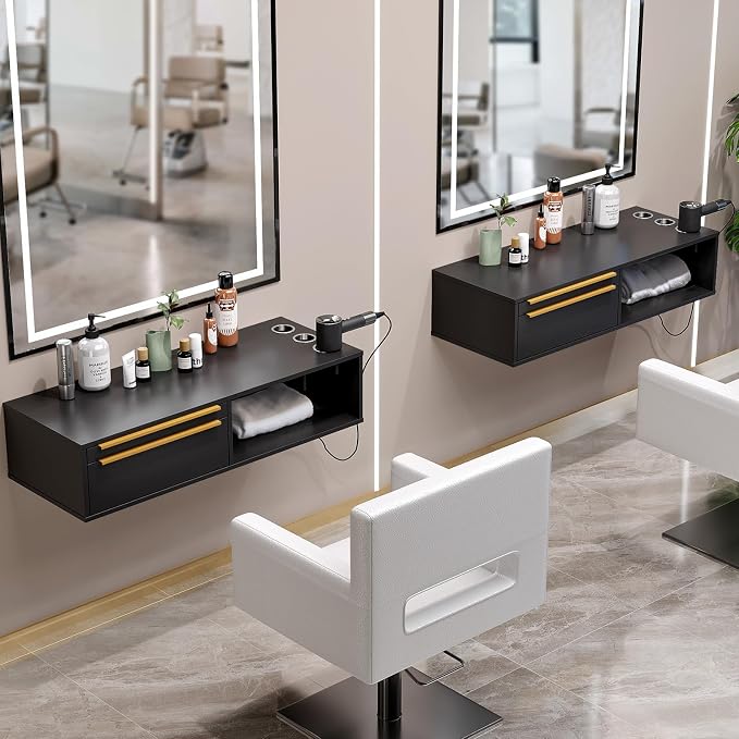 OmySalon Wall Mount Salon Station, Hair Stylist Cabinet - Image 7