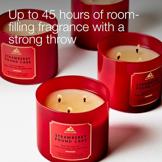Bath & Body Works Strawberry Pound Cake 3-Wick Candle - Image 5