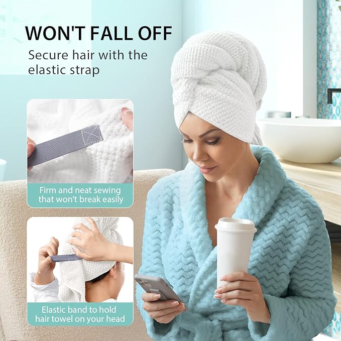 YFONG X-Large Hair Towel Wrap for Women, Super Absorbent Microfiber Hair Towel - Image 4