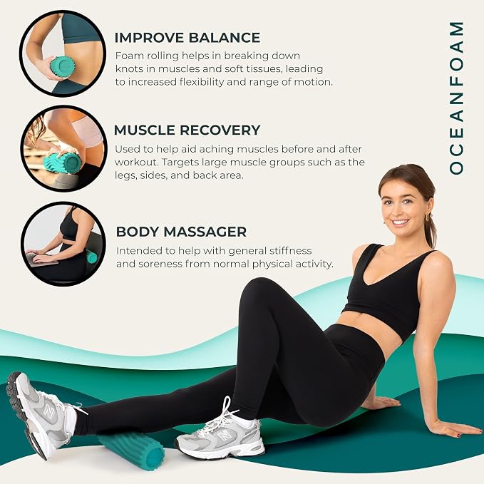 Oceanfoam Ripple Travel Foam Roller Firm Mini Foam Roller - Image 6