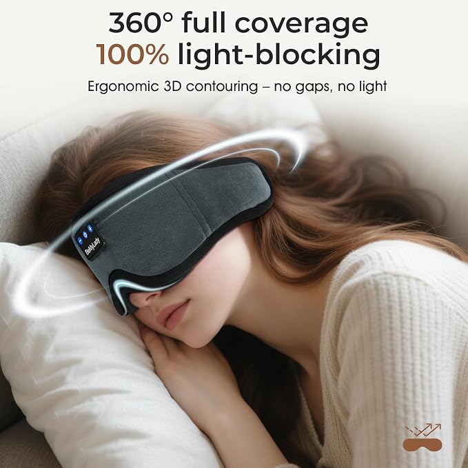 Sleep mask Headphones, 100% Blackout 3D Zero Eye Pressure Bluetooth Sleep mask - Image 2
