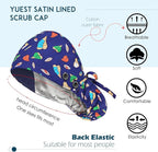 Satin Lined Scrub Caps with Buttons & Sweathand, Surgical Caps - Image 3