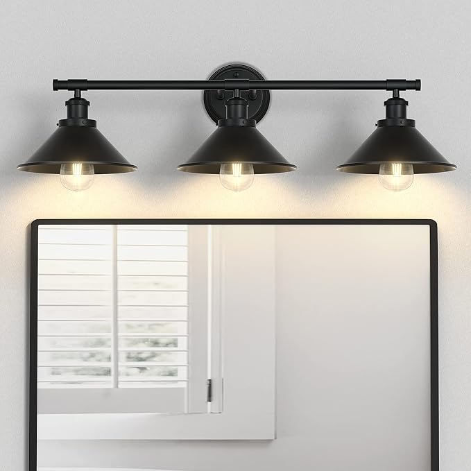 Licperron 3-Light Black Bathroom Vanity Light Fixtures Over Mirror, Farmhouse by Licperron