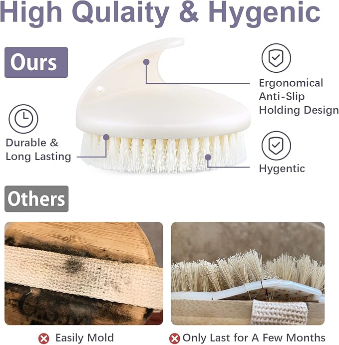 Dry Brushing Body Exfoliating Brush, Anti Slip Body Scrubber - Image 5