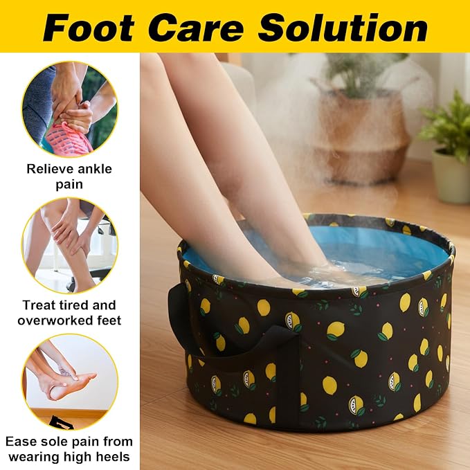 Molain Foldable Bucket for Soaking Feet, Portable Foot Bath Tub Spa Basin Black - Image 2