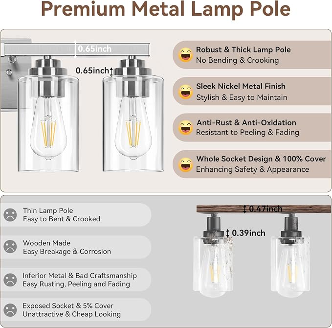 5-Light Bathroom Light Fixtures, Brushed Nickel Light Fixture, Classic Wall - Image 5