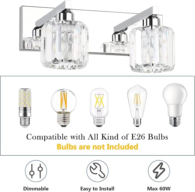Aipsun Bathroom Vanity Lighting Fixtures Crystal Vanity Lights - Image 7