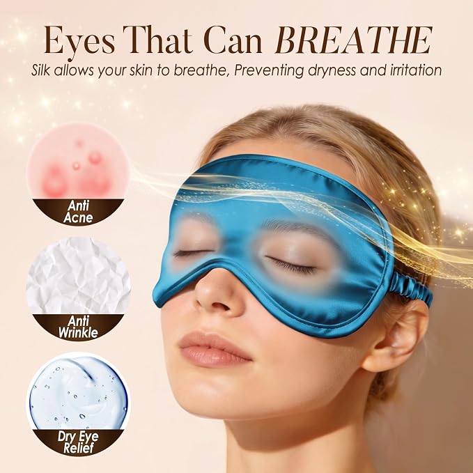 Breathable Silk Sleep Mask Blindfold, Elastic Blackout Eye Cover Headband - Image 5