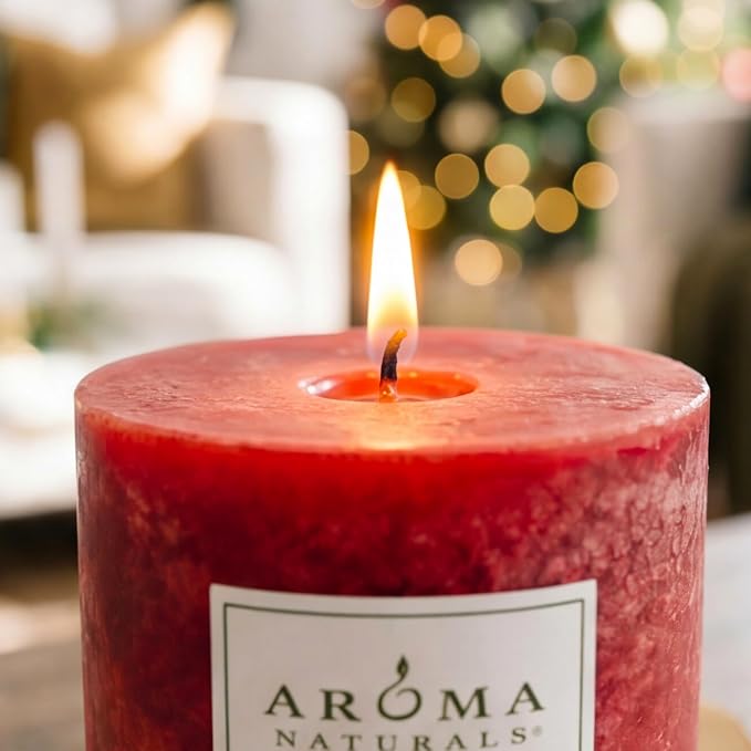 Aroma Naturals Holiday Orange, Clove and Cinnamon Essential Oil Scented Pillar - Image 4