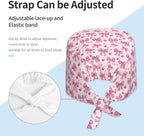 Scrub Cap for Women and Men Boho Black Leaf Pattern Adjustable Breathable - Image 4