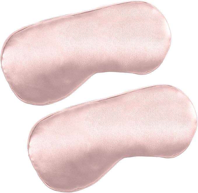2 PCS Pink Satin Sleep Masks, Adjustable Silk Eye Mask by Unknown