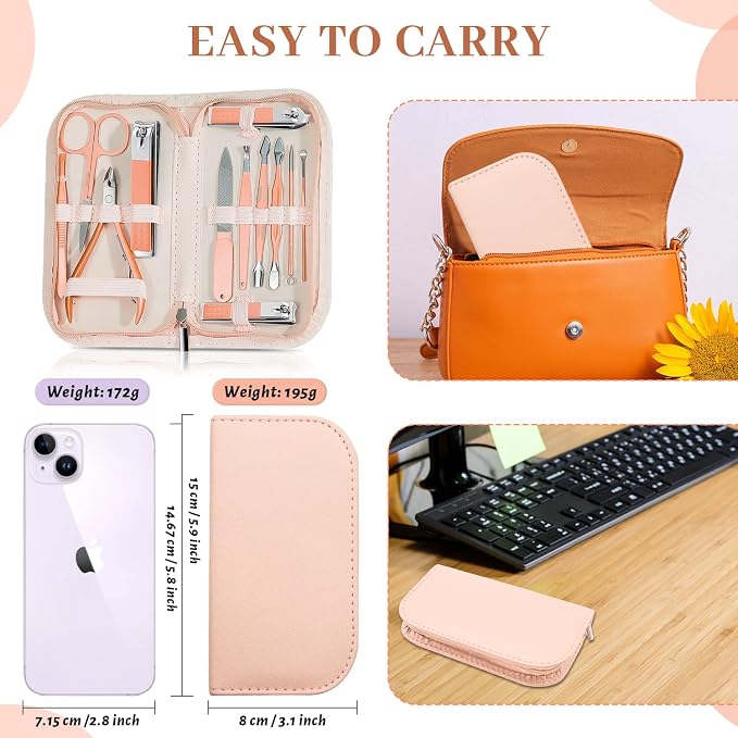 Manicure Set Nail Clipper Set Men Women 12 in 1 Nail Care Kit - Image 5