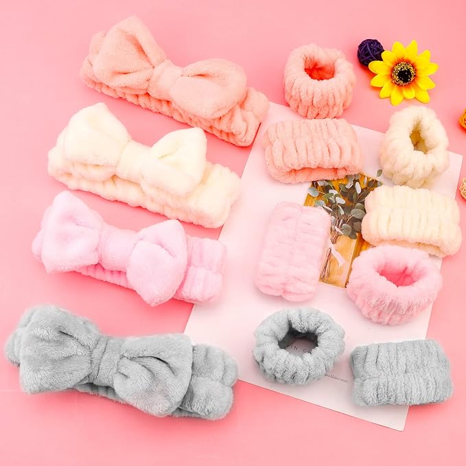 12PCS Microfiber Makeup Headbands and Wristbands Set - Image 2