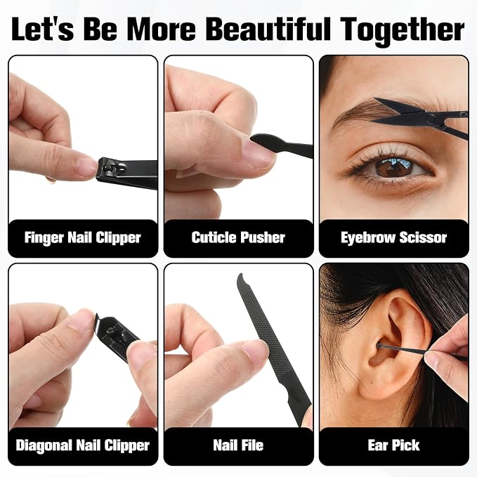 Manicure Nail Clippers Sets Stainless Steel Nail Grooming Cutter Kit Travel - Image 5