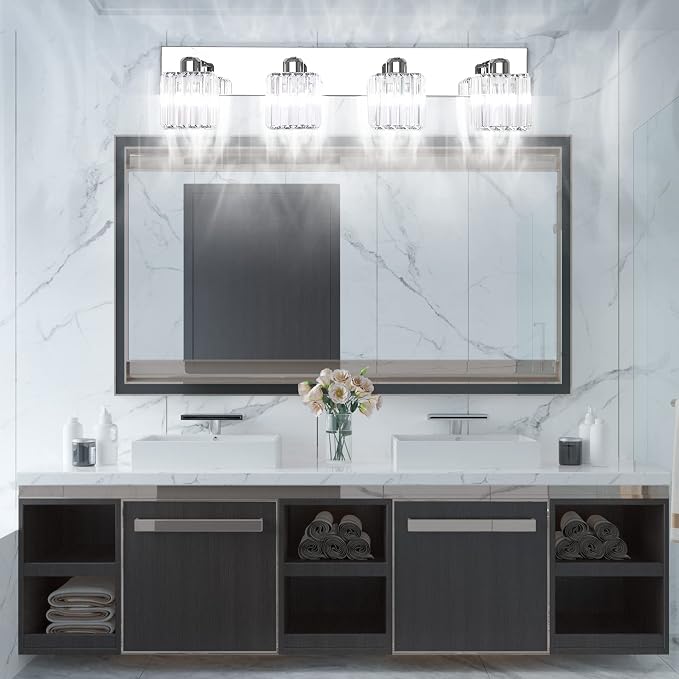 Aipsun Bathroom Light Fixtures Crystal Modern Vanity Lighting Fixtures 4 Light - Image 4