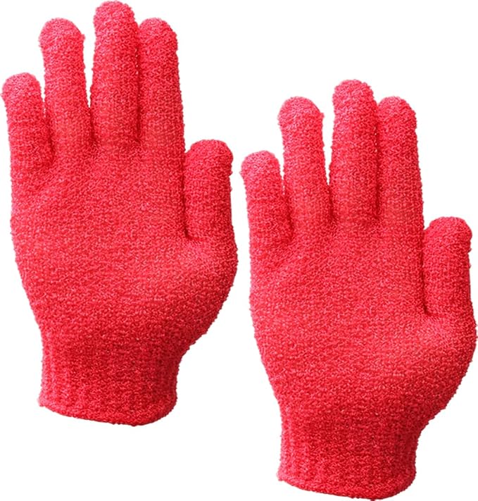 IBLUE Shower Gloves, Double Sided Exfoliating Bath Body Scrub Gloves by IBLUE