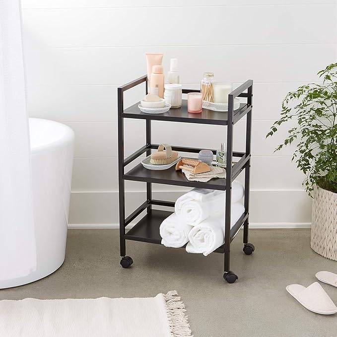 Amazon Basics 3-Tier Metal Rolling Utility Cart, Storage Organizer, Mobile - Image 5