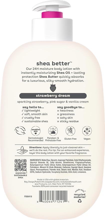 eos Shea Better Body Lotion Strawberry Dream, 24-Hour Moisture Skin Care - Image 10