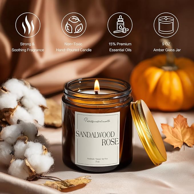 Sandalwood & Rose Scented Candles - Image 2