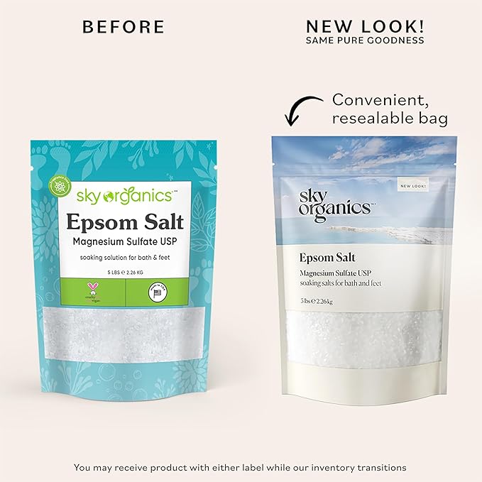 Sky Organics - Epsom Salt Bath Soak, 5 lbs - Magnesium Sulfate USP - 100% Pure - Image 2