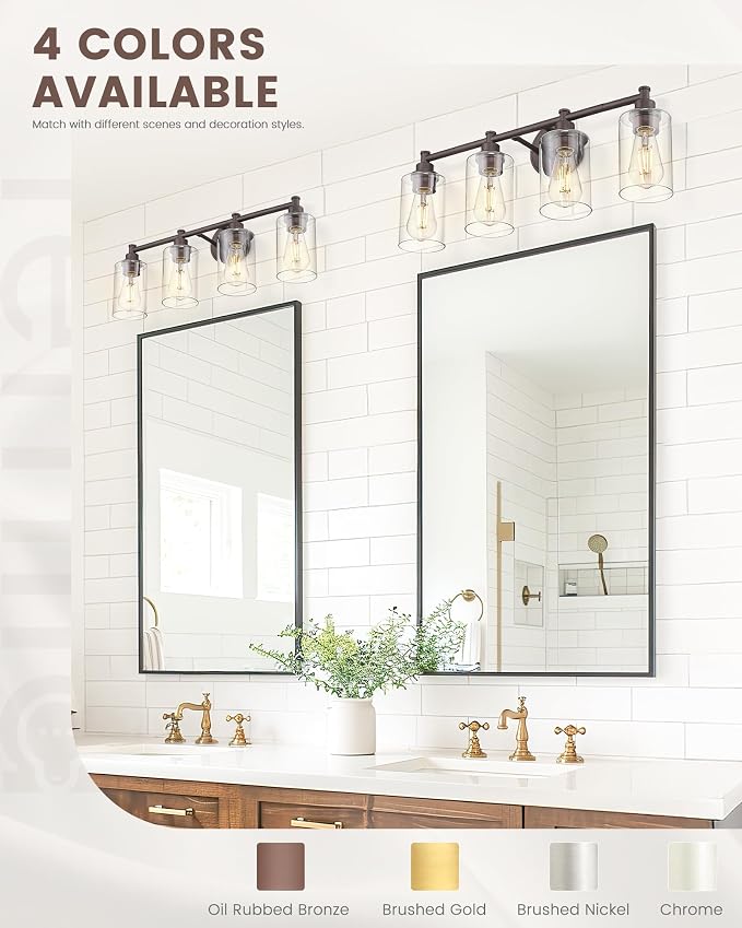 FEMILA Bathroom Vanity Light Fixture, 4-Light Farmhouse Wall Vanity Lights - Image 5