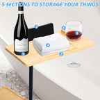 3 Layer Bath Tub Tray Table Liftable Freestanding Bamboo Bath Tray Caddy - Image 3